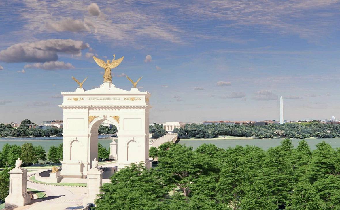 Администрация Трампа представила Комиссии по изящным искусствам проект 76-метровой триумфальной арки, которая должна появиться на мемориальной развязке у Арлингтонского мемориального моста